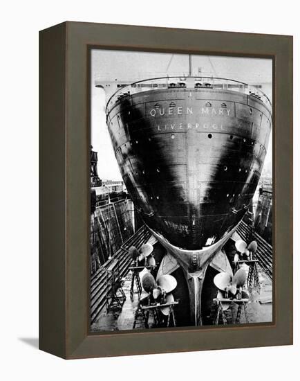 R.M.S. 'Queen Mary' in Dry Dock, Southampton, April 1936-null-Framed Premier Image Canvas