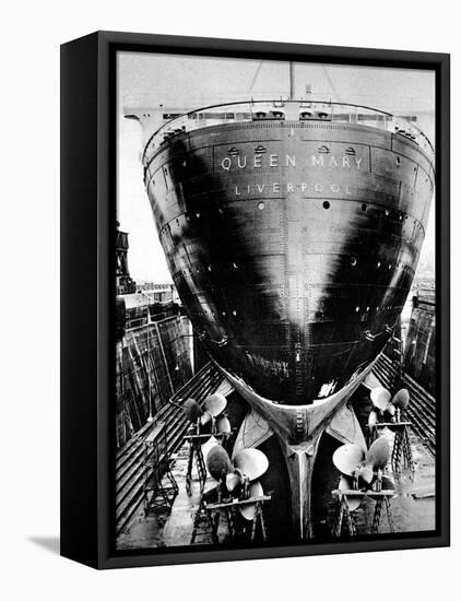 R.M.S. 'Queen Mary' in Dry Dock, Southampton, April 1936-null-Framed Premier Image Canvas