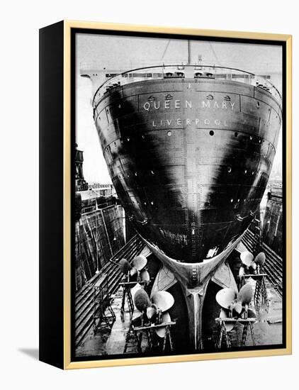 R.M.S. 'Queen Mary' in Dry Dock, Southampton, April 1936-null-Framed Premier Image Canvas