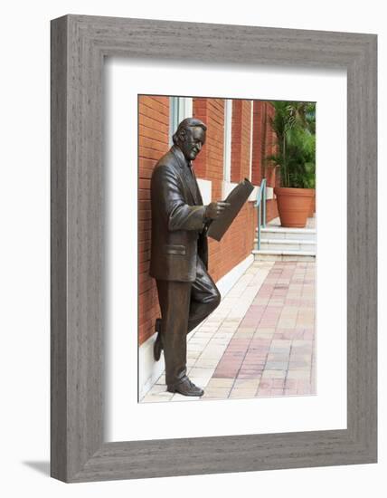 R. Manteiga Statue in Centro Ybor, Tampa, Florida, United States of America, North America-Richard Cummins-Framed Photographic Print