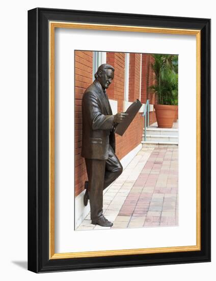 R. Manteiga Statue in Centro Ybor, Tampa, Florida, United States of America, North America-Richard Cummins-Framed Photographic Print