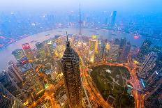 Elevated Night View of Shanghai`S Skyline.-r nagy-Photographic Print