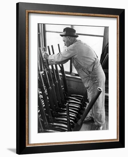 R.T. Mullinax Locks Signals and Switches Against All Conflicting Routes when train approaches-Alfred Eisenstaedt-Framed Photographic Print