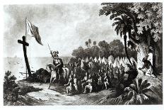 The Landing at Tampa Bay: de Soto and His Followers Swearing to Conquer or Die-R. Telfer-Mounted Giclee Print