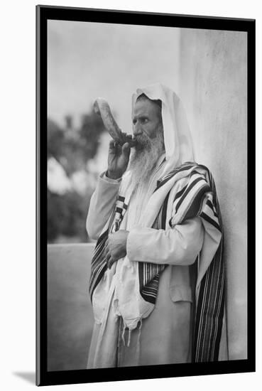 Rabbi Blowing the Shofar-null-Mounted Art Print