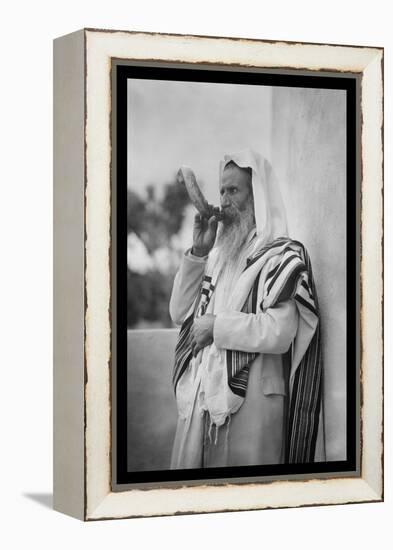 Rabbi Blowing the Shofar-null-Framed Stretched Canvas