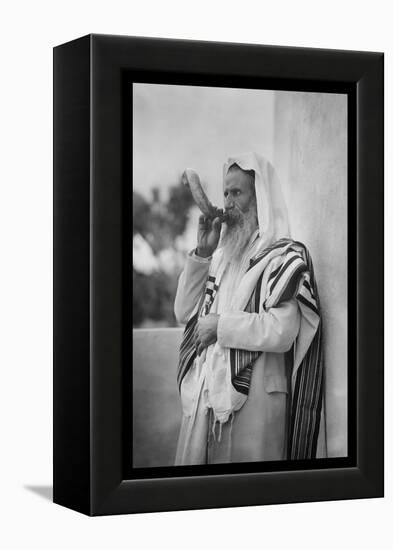 Rabbi Blowing the Shofar-null-Framed Stretched Canvas