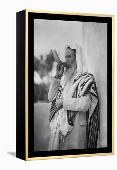 Rabbi Blowing the Shofar-null-Framed Stretched Canvas