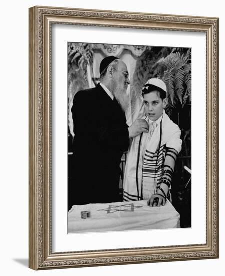 Rabbi David S. Novoseller Adjusting Carl Jay Bodek's Robe During Ceremony-Lisa Larsen-Framed Photographic Print