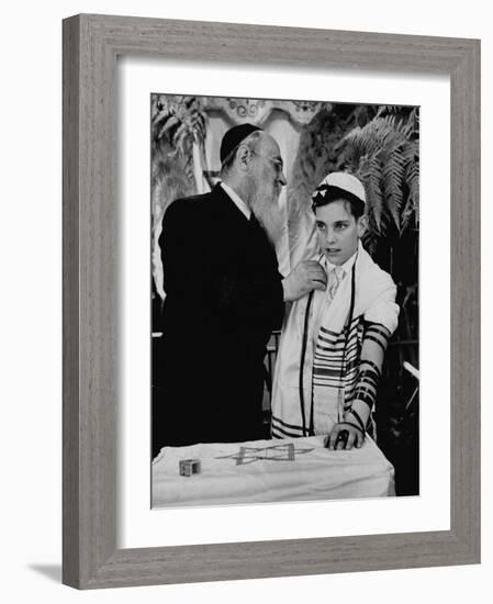 Rabbi David S. Novoseller Adjusting Carl Jay Bodek's Robe During Ceremony-Lisa Larsen-Framed Photographic Print