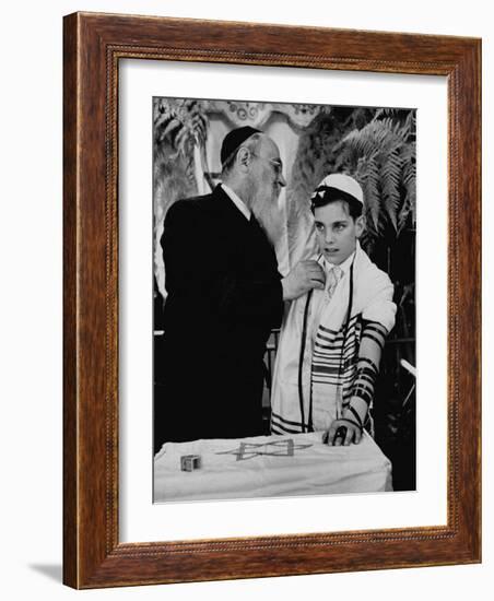 Rabbi David S. Novoseller Adjusting Carl Jay Bodek's Robe During Ceremony-Lisa Larsen-Framed Photographic Print