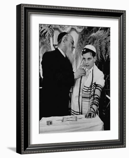 Rabbi David S. Novoseller Adjusting Carl Jay Bodek's Robe During Ceremony-Lisa Larsen-Framed Photographic Print