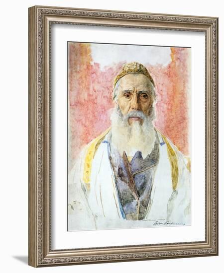 Rabbi in White Frock-Isidor Kaufmann-Framed Art Print