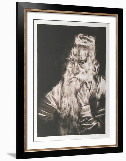 Rabbi in White-Jack Levine-Framed Limited Edition