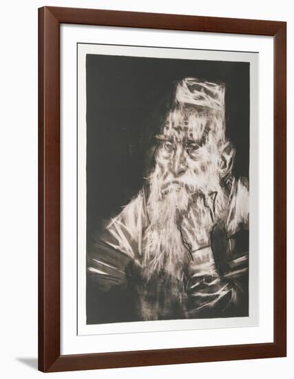 Rabbi in White-Jack Levine-Framed Limited Edition