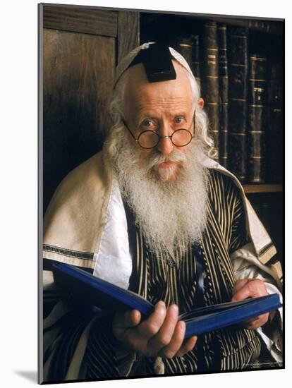 Rabbi Joshua Heshil Holtovski, Leader of the Karlin Chassidic Sect, Praying in Mea Sherin Temple-Alfred Eisenstaedt-Mounted Photographic Print