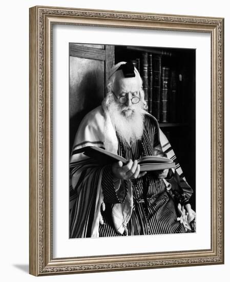 Rabbi Joshua Heshil Holtovski, Leader of the Karlin Chassidic Sect, Praying-Alfred Eisenstaedt-Framed Photographic Print