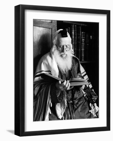 Rabbi Joshua Heshil Holtovski, Leader of the Karlin Chassidic Sect, Praying-Alfred Eisenstaedt-Framed Photographic Print