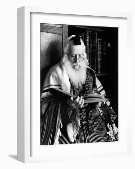 Rabbi Joshua Heshil Holtovski, Leader of the Karlin Chassidic Sect, Praying-Alfred Eisenstaedt-Framed Photographic Print