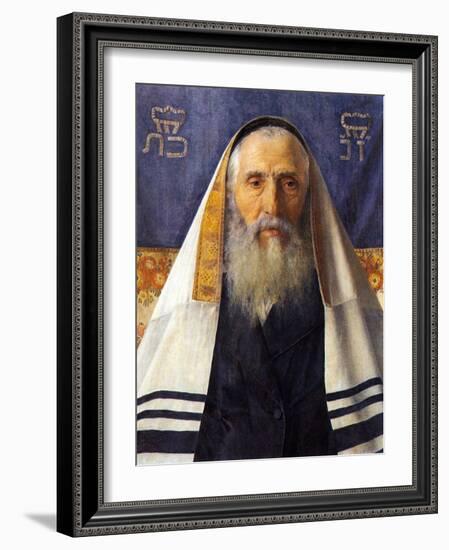 Rabbi with Prayer Shawl-Isidor Kaufmann-Framed Art Print