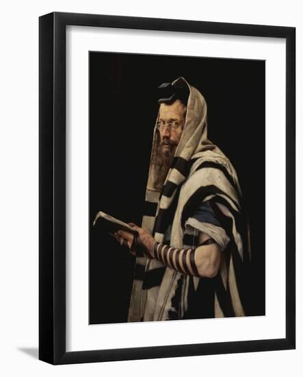 Rabbi with Tefillin-Jan Styka-Framed Giclee Print