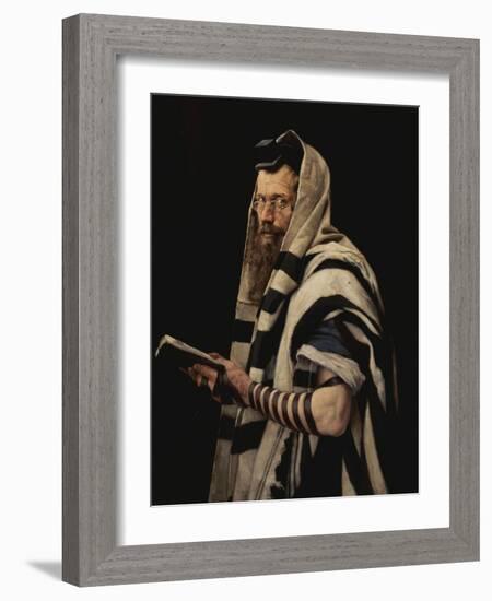 Rabbi with Tefillin-Jan Styka-Framed Giclee Print