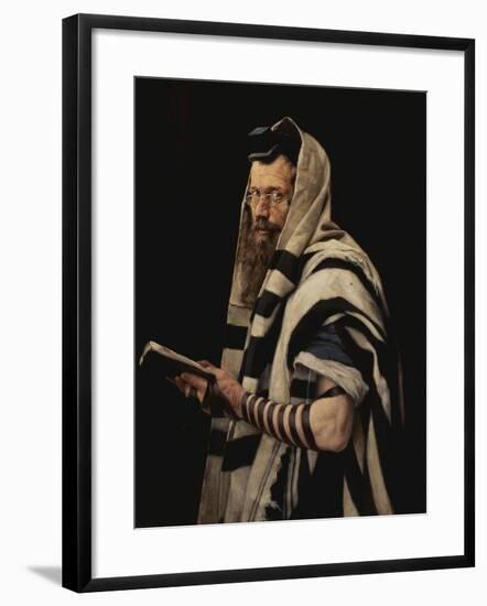 Rabbi with Tefillin-Jan Styka-Framed Giclee Print