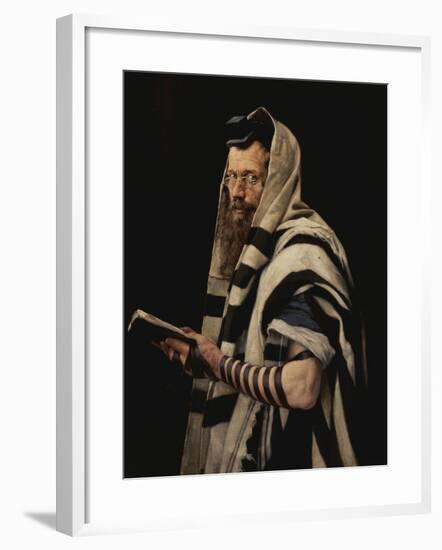 Rabbi with Tefillin-Jan Styka-Framed Giclee Print