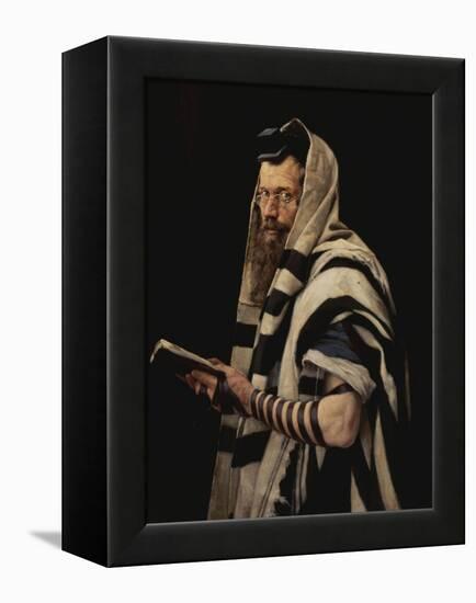 Rabbi with Tefillin-Jan Styka-Framed Premier Image Canvas