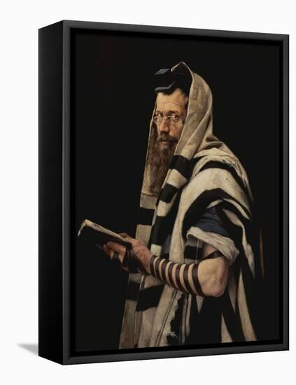Rabbi with Tefillin-Jan Styka-Framed Premier Image Canvas
