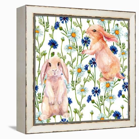 Rabbit Among Flowers-tanycya-Framed Stretched Canvas