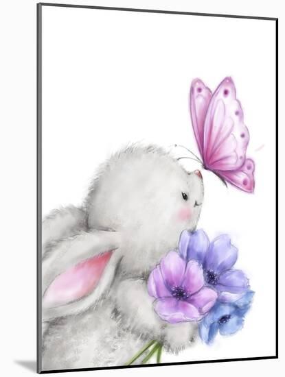 Rabbit and Butterfly-MAKIKO-Mounted Giclee Print