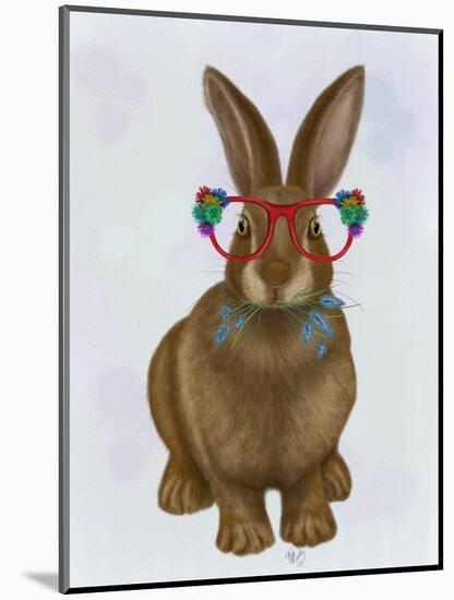 Rabbit and Flower Glasses-Fab Funky-Mounted Art Print