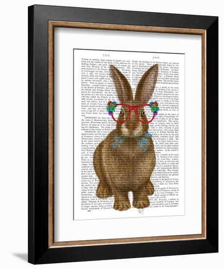 Rabbit and Flower Glasses-Fab Funky-Framed Art Print