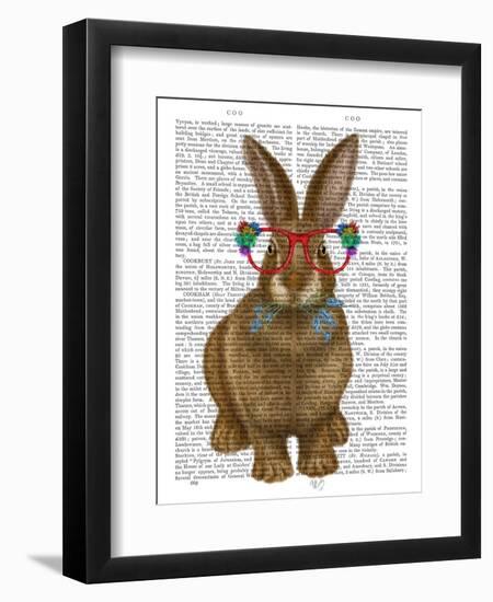 Rabbit and Flower Glasses-Fab Funky-Framed Art Print