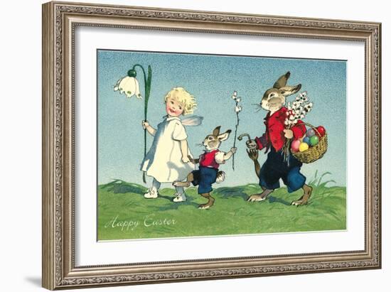 Rabbit Family with Child-null-Framed Art Print