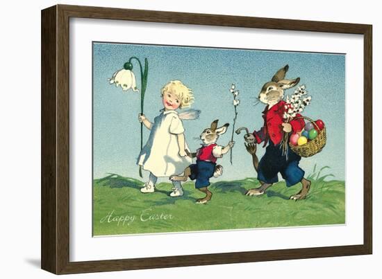 Rabbit Family with Child-null-Framed Art Print