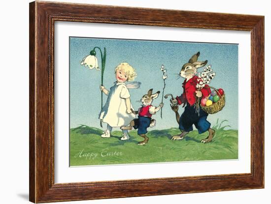 Rabbit Family with Child-null-Framed Art Print