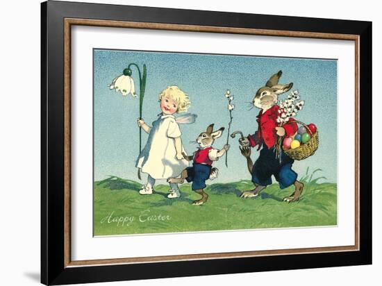 Rabbit Family with Child-null-Framed Art Print