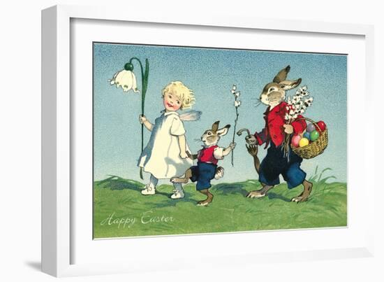 Rabbit Family with Child-null-Framed Art Print