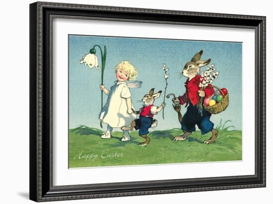 Rabbit Family with Child-null-Framed Art Print