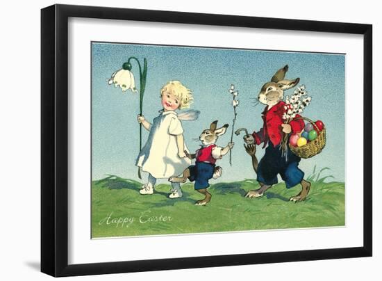 Rabbit Family with Child-null-Framed Premium Giclee Print