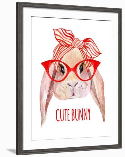 Rabbit Head in Glasses-tanycya-Framed Premium Giclee Print