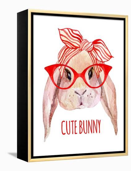 Rabbit Head in Glasses-tanycya-Framed Stretched Canvas