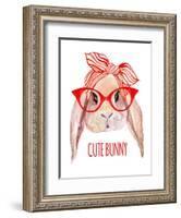 Rabbit Head in Glasses-tanycya-Framed Art Print