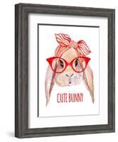 Rabbit Head in Glasses-tanycya-Framed Art Print