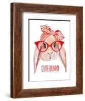 Rabbit Head in Glasses-tanycya-Framed Art Print