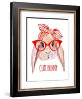 Rabbit Head in Glasses-tanycya-Framed Art Print