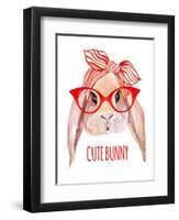 Rabbit Head in Glasses-tanycya-Framed Art Print