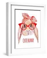 Rabbit Head in Glasses-tanycya-Framed Art Print